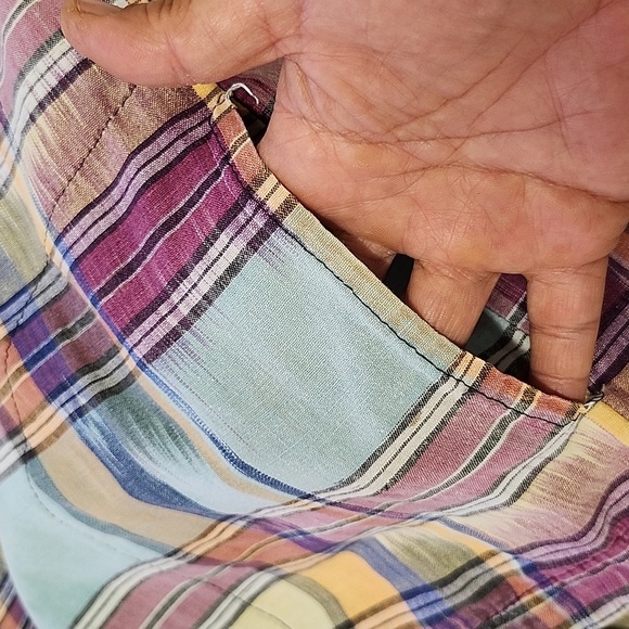 IT'S PAQUETTE Vintage 80's Beach Plaid Hooded Light-weight Oversized Pullover - Picture 5 of 13